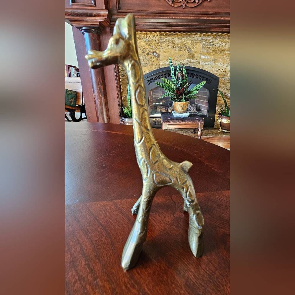 Whimsical Spotted Brass Giraffe Figural Sculpture